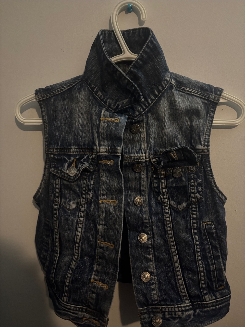 Y2k Sleeveless Denim Vest Jacket - Faded Blue